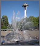 Seattle Center - International Fountain / Space Needle.
